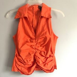 Sleeveless Ruched V-Neck Cotton Tank Top S